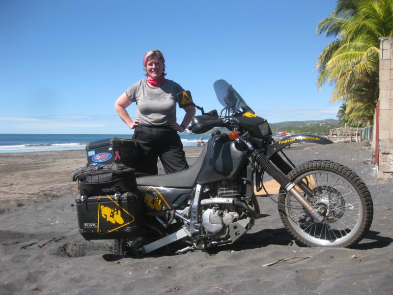 Overloaded bike, soft beach sand...what did I *think* was gonna happen? (El Salvador)